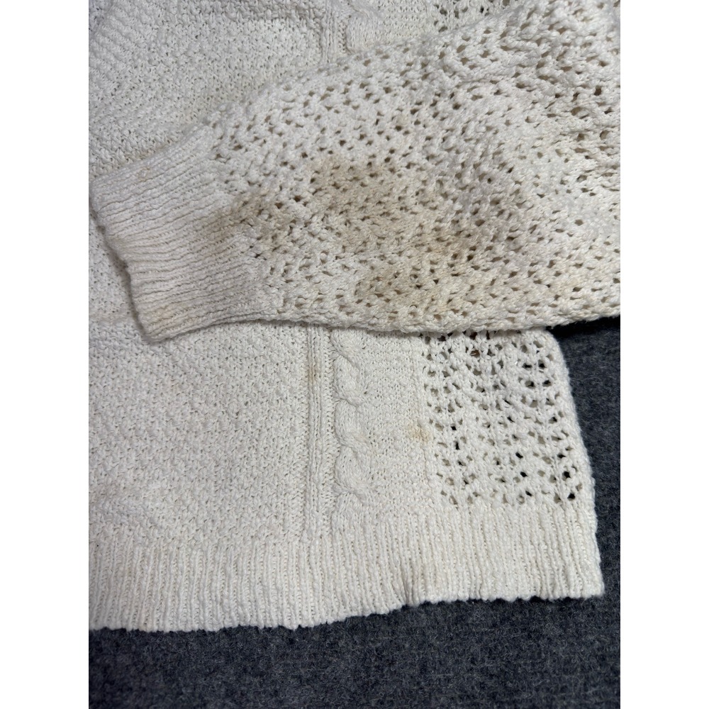 Lucky Brand Womens Cream Cable Knit Cropped Cardigan Sweater Size M White - Picture 3 of 6